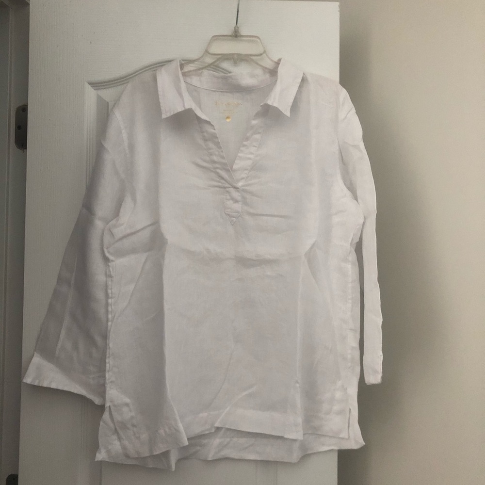 EUC Lilly Pulitzer Sea Linen Top in White XL